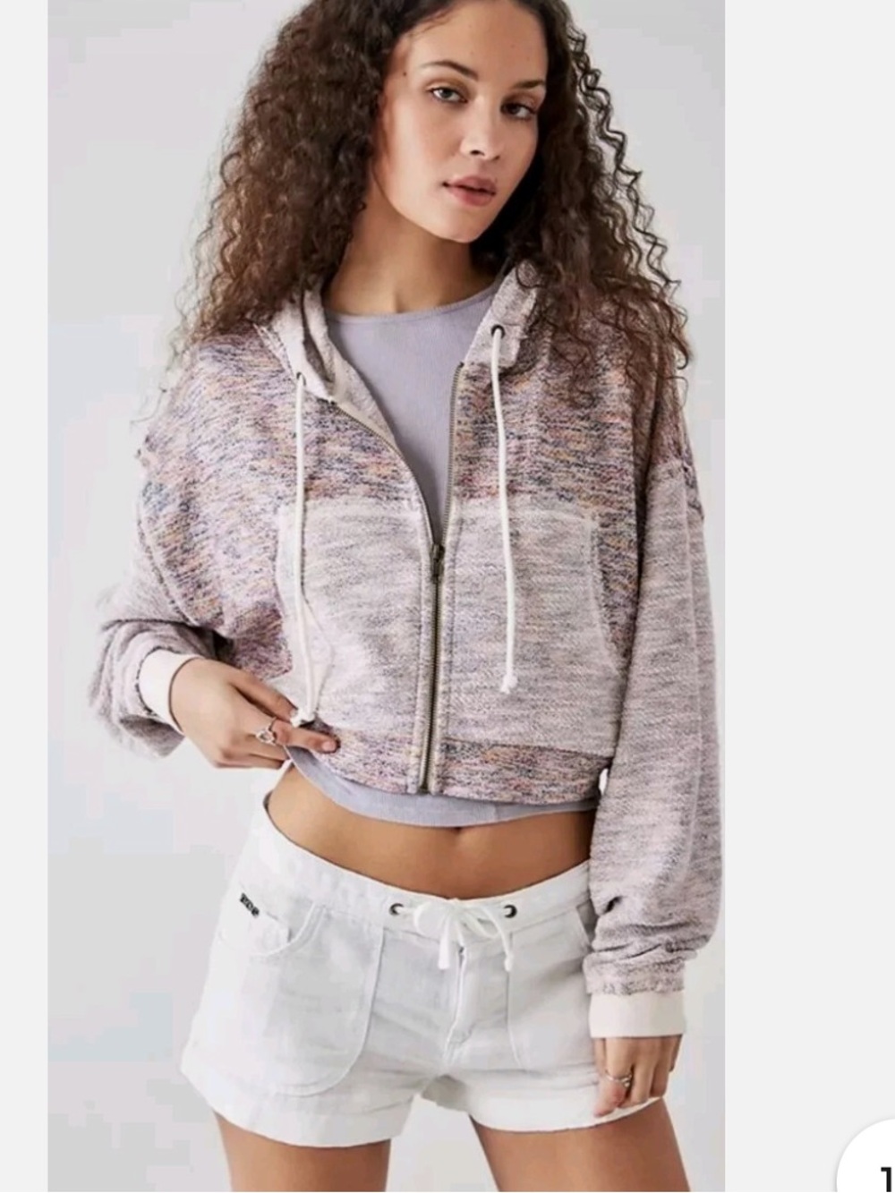 BDG urban outfitters Leah Baja Cropped Zip Hoodie